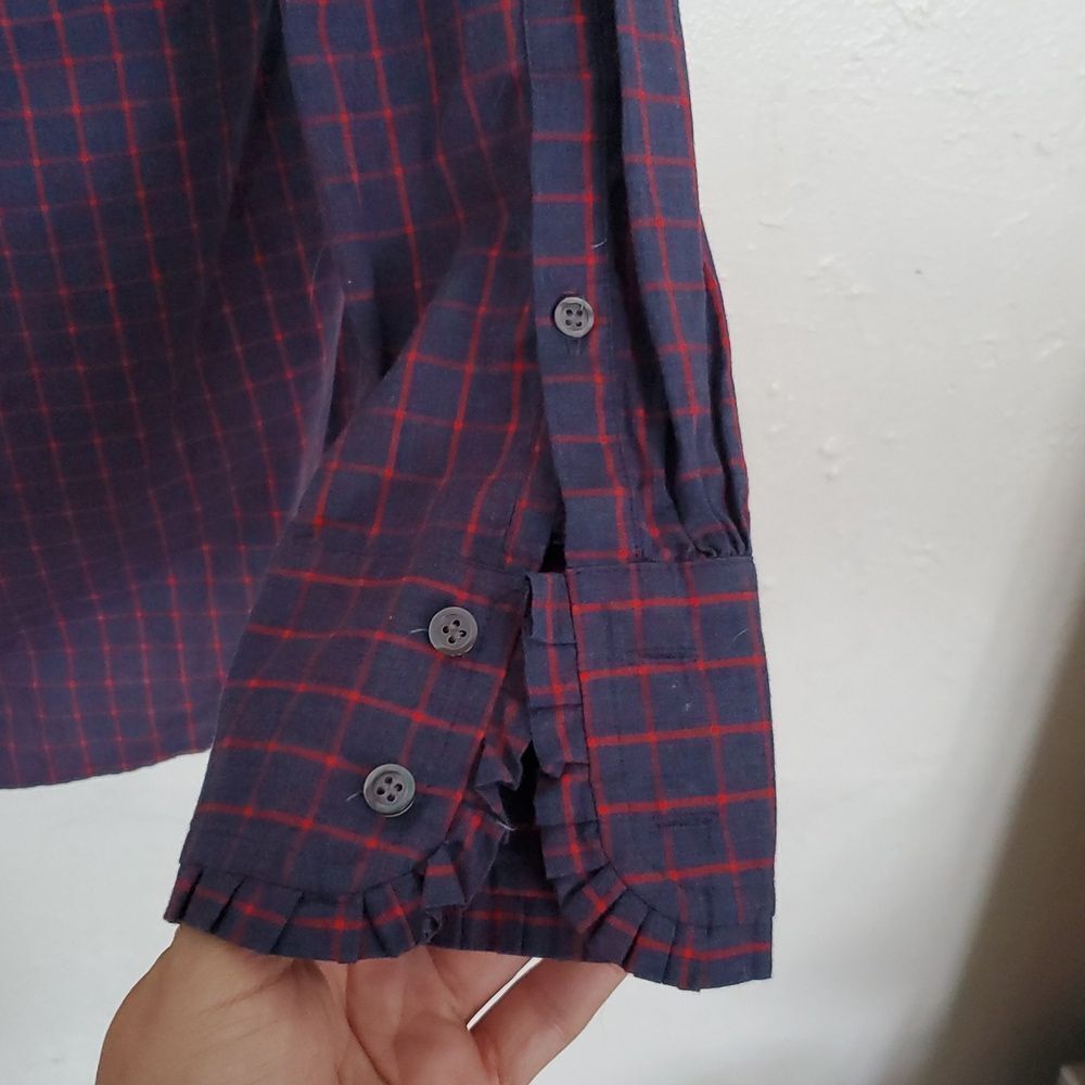 J. Crew Plaid Ruffle Detail Women's Top - Picture 8 of 9